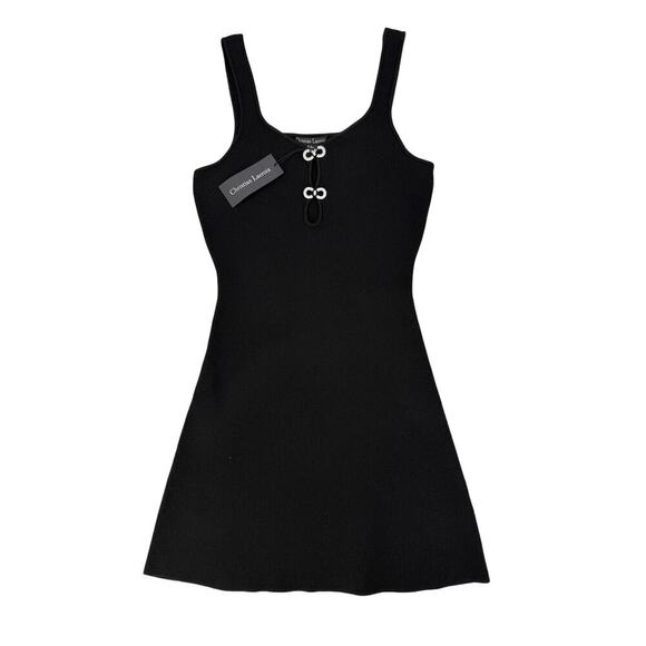 Christian Lacroix rhinestone black ribbed mini dress - size medium - Picture 1 of 6